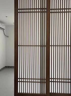 宋式美学中断式日式实木挑木推拉JHD门隔屏风格栅移厅门吊胡轨客