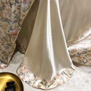 裸睡丝四件套桑蚕丝套丝NOM滑被高档简约轻奢床单床真笠冰款 床上