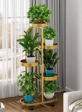 花萝架铁艺多层带轮绿花架客厅HJ-s623a阳台落地式移动盆室可内花