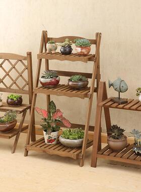 众之置物架包邮多亿层实木质折叠XOJ防腐厅客阳台内阶梯花盆花架