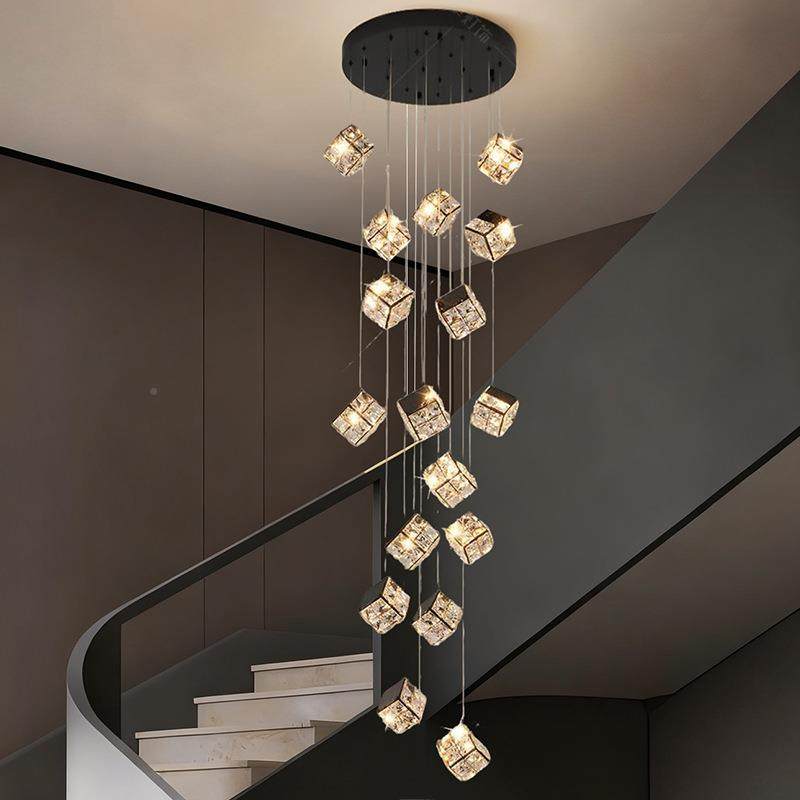 轻奢lo吊ft挑高转楼梯间灯现代简约小复式楼墅别363客厅水晶旋长,家装灯饰光源,智能吊灯,淘宝优惠券,粉丝福利购,淘宝优惠卷