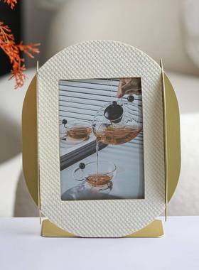 样板间框轻欧奢相摆台画框摆件相架合式样板房UAG皮革组简约桌面