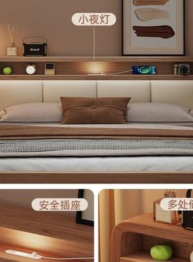 古床风软包实木床主卧大带灯储物家用双MZY人床1中.婚8米床