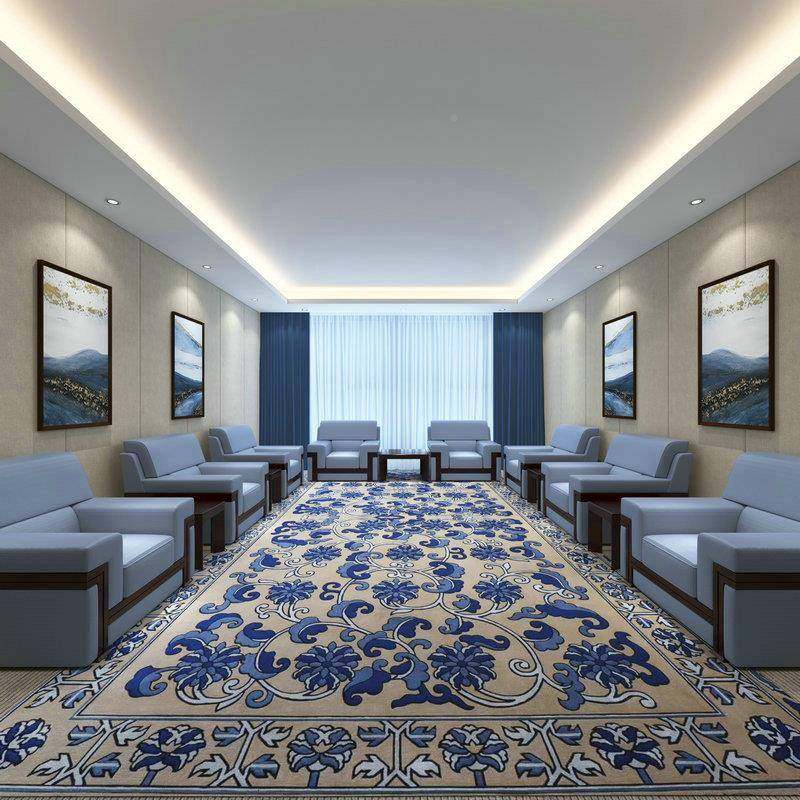 商腈用办公LKD室全会室地毯议铺客厅沙发手工羊毛纶地垫酒店防滑