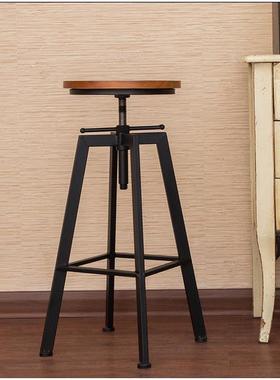 式实木铁艺做美旧65754电脑椅酒吧复古椅餐椅休椅闲椅降升吧台椅