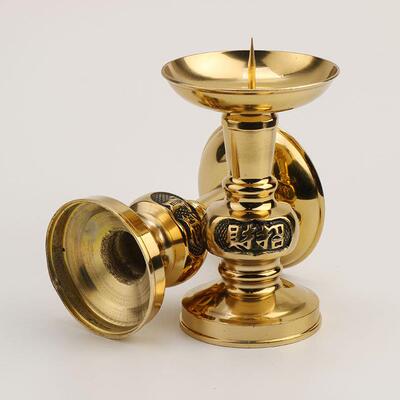 厂烛家IMN铜烛台台家用供结婚用蜡奉烛座一对