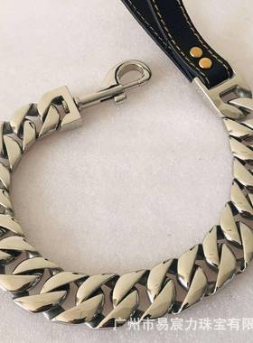 厂家热销爆款不锈钢狗链VFO项圈圈狗绳大型犬脖狗狗牵引绳中防走