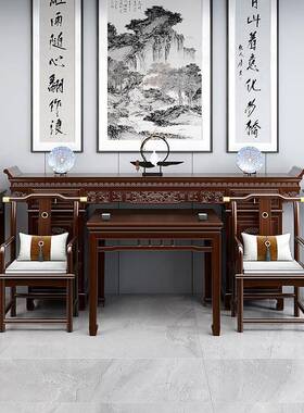 中堂六件桌套OXW八桌中式仙全实木雕花柜体条堂屋供神台翘头案桌