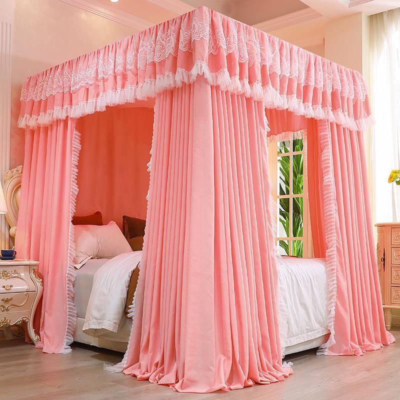双层带蚊帐床帘一体式家莎用欧式支1.LGO8m帐1.架5米2公主风遮光