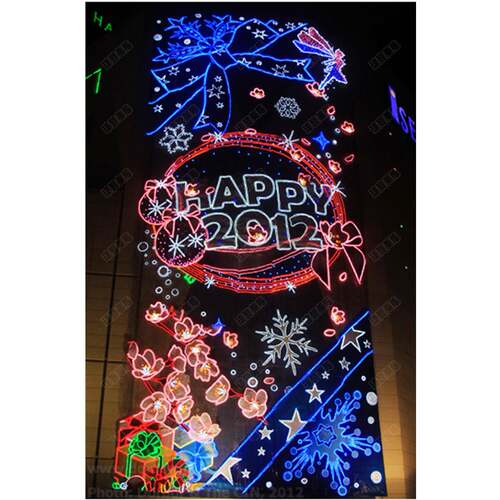 幕墙灯画圣诞灯光装饰商户场酒DEY店外墙装体美陈饰LED灯光亮化