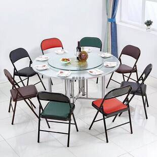 不锈钢圆桌面家用12人圆形餐桌饭桌面馆流水席酒店吃饭桌子折叠桌