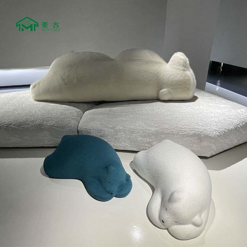 麦古 异型创意网红趴趴墩熊北极熊躺椅创意设计师儿童酣睡针织熊