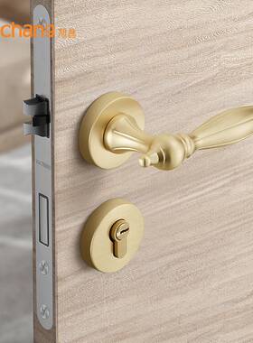 分体静音磁吸锁法式门锁中古室内卧室房门锁通用型美式轻奢把手