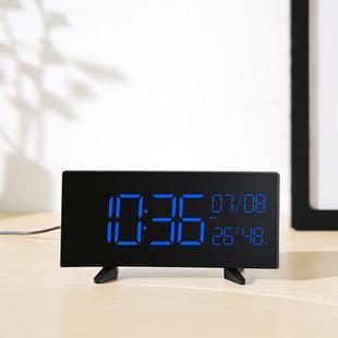 E面新曲款屏时钟简约万年历桌闹钟LD可视化温湿度3150电子闹钟
