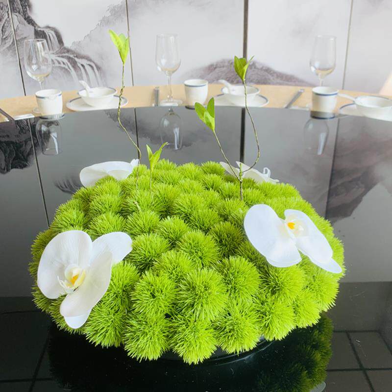 简MFY约现代转盘中间花摆圆酒店圆桌装饰摆件大桌花形清雅餐桌仿
