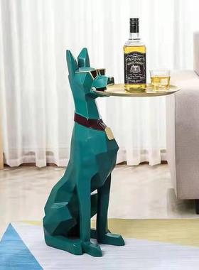 热客销杜宾犬沙发边角几摆件厅狗托盘桌子655小茶摆几落创意地件