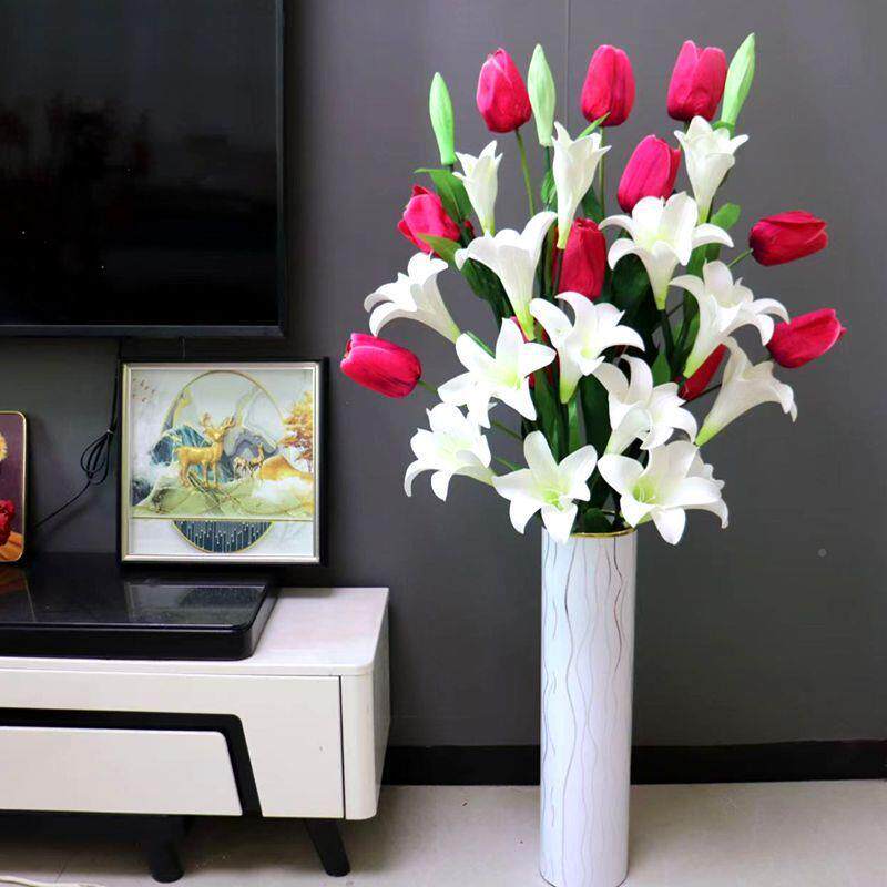 破损花补寄花假花客CTO厅落地假花百合干插花干郁金香装花饰包邮