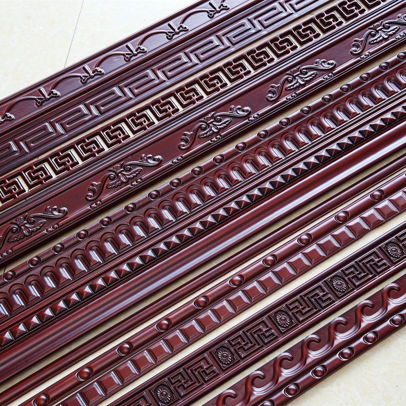 中式实木线条雕花腰线边框线欧式悬吊式天花板平板线电视背景墙装