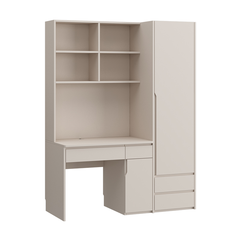 实木衣柜书桌一体儿童小户型家用书柜带电脑桌子卧室连身衣橱