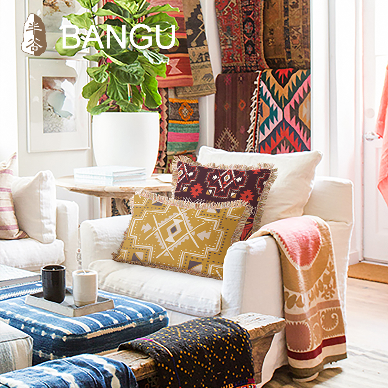 波西米亚民宿民族风抱枕流苏包边客厅沙发靠垫靠枕汽车靠背抱枕