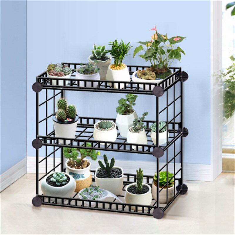 菲斯卡简易组装铁网阳台花架创意多功能门厅墙角置物桌上花架