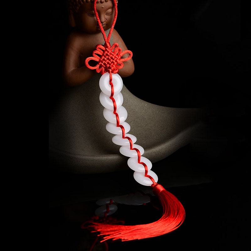 八白玉平安扣挂件解决门对门吉祥结挂饰卫生间卧室客厅八百玉串