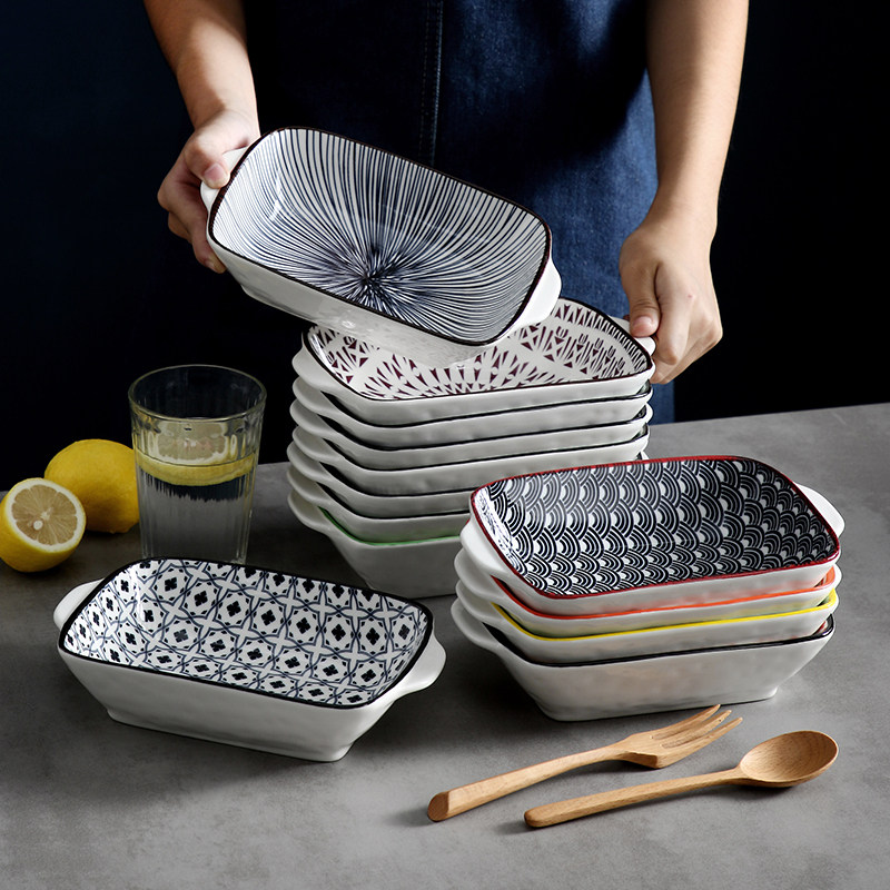 烤盘陶瓷芝士焗饭盘碗微波炉西餐盘子碟烤箱专用创意菜盘家用烤碗