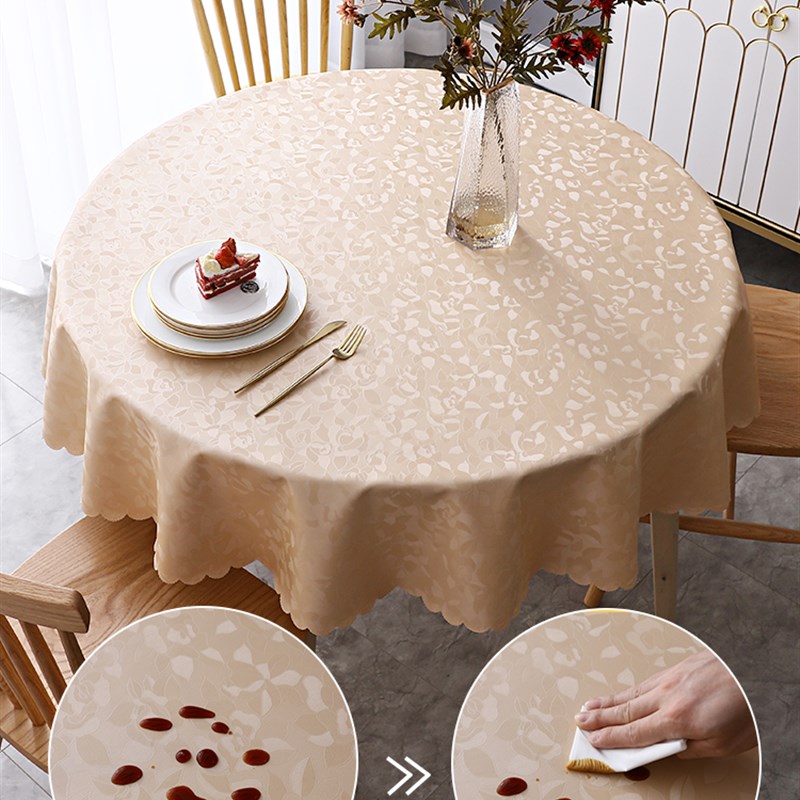 桌布桌垫台布防水防烫防油免洗圆形餐桌布欧式家用酒店大圆桌防刮