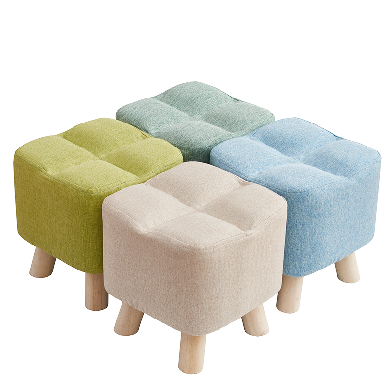 蔚蓝木语布艺换鞋凳实木小板凳创意沙发凳儿童凳床尾凳矮凳茶几凳