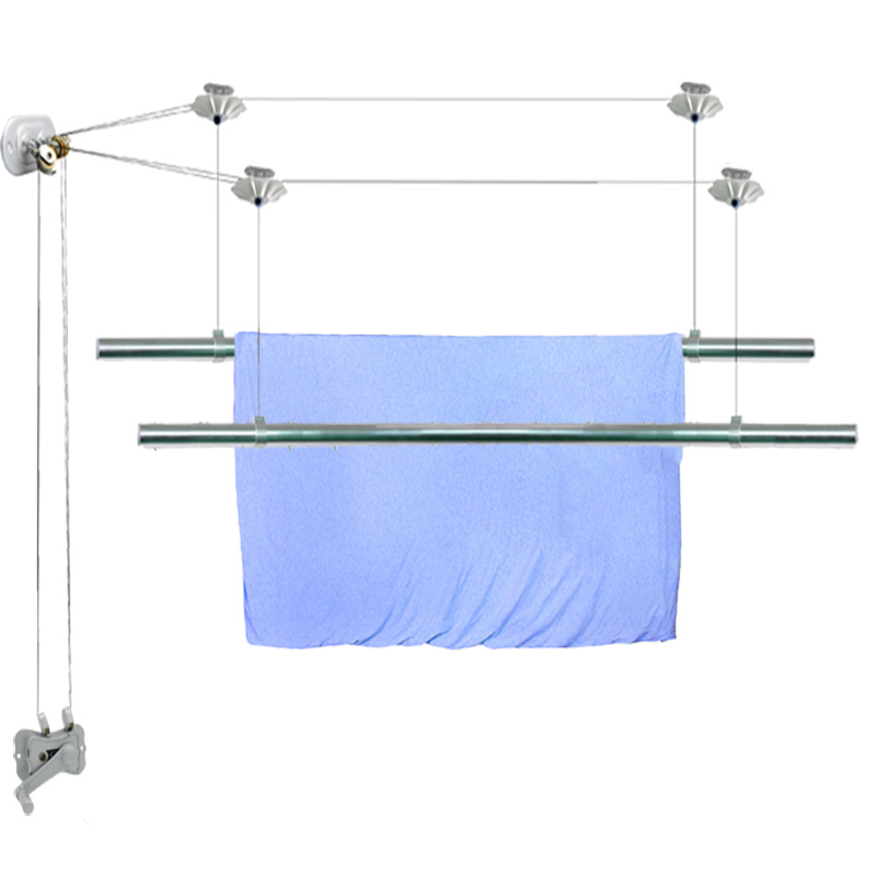 阳台室内 不锈钢升降晾衣架 手摇自动单杆式晒衣杆 北京安装