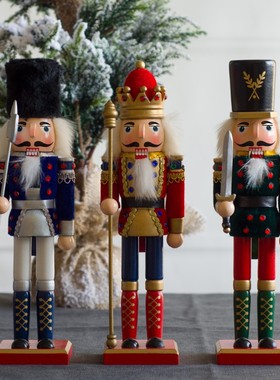 欧式30cm胡桃夹子木偶士兵创意家居酒吧咖啡厅迎宾招财装饰摆件