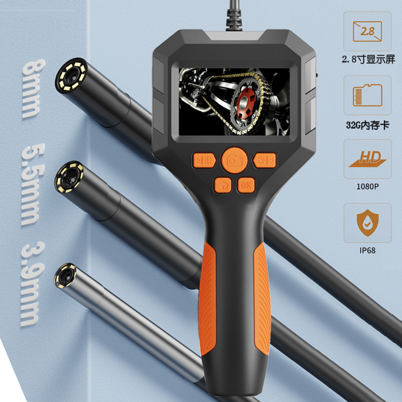 带显示屏高清内窥镜工业汽修发动机摄像头管道疏通防水探头下水道