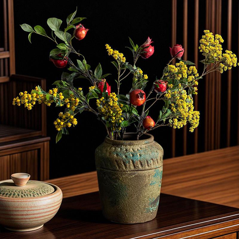 宿侘寂风复古粗陶民俗风粗花瓶陶罐意居客厅装饰民品家禅插花摆件