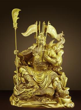 全铜夜读春秋看像坐关公摆件铜书武财神关羽神像关爷二CQGG25-0佛