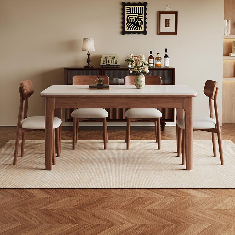 政府补贴10岩板餐馨佰利中岩长板实木餐桌古风家方用客厅小户型家