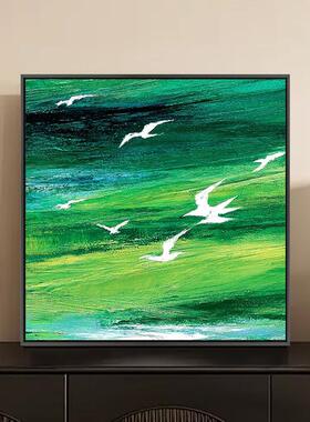 中ws2586古高级感风绿色客厅头沙发景墙装背饰画卧室卧室床玄关墙