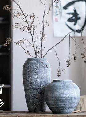 装摆件客厅花陶花231110石盆简约现代复古插饰陶瓷干落地大花瓶景