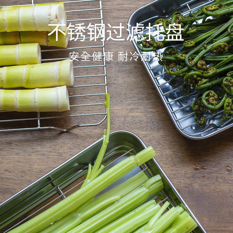 曼叙不锈钢托盘洗长方形盘子用方盘QIK家质耐用结实优不锈钢厨房