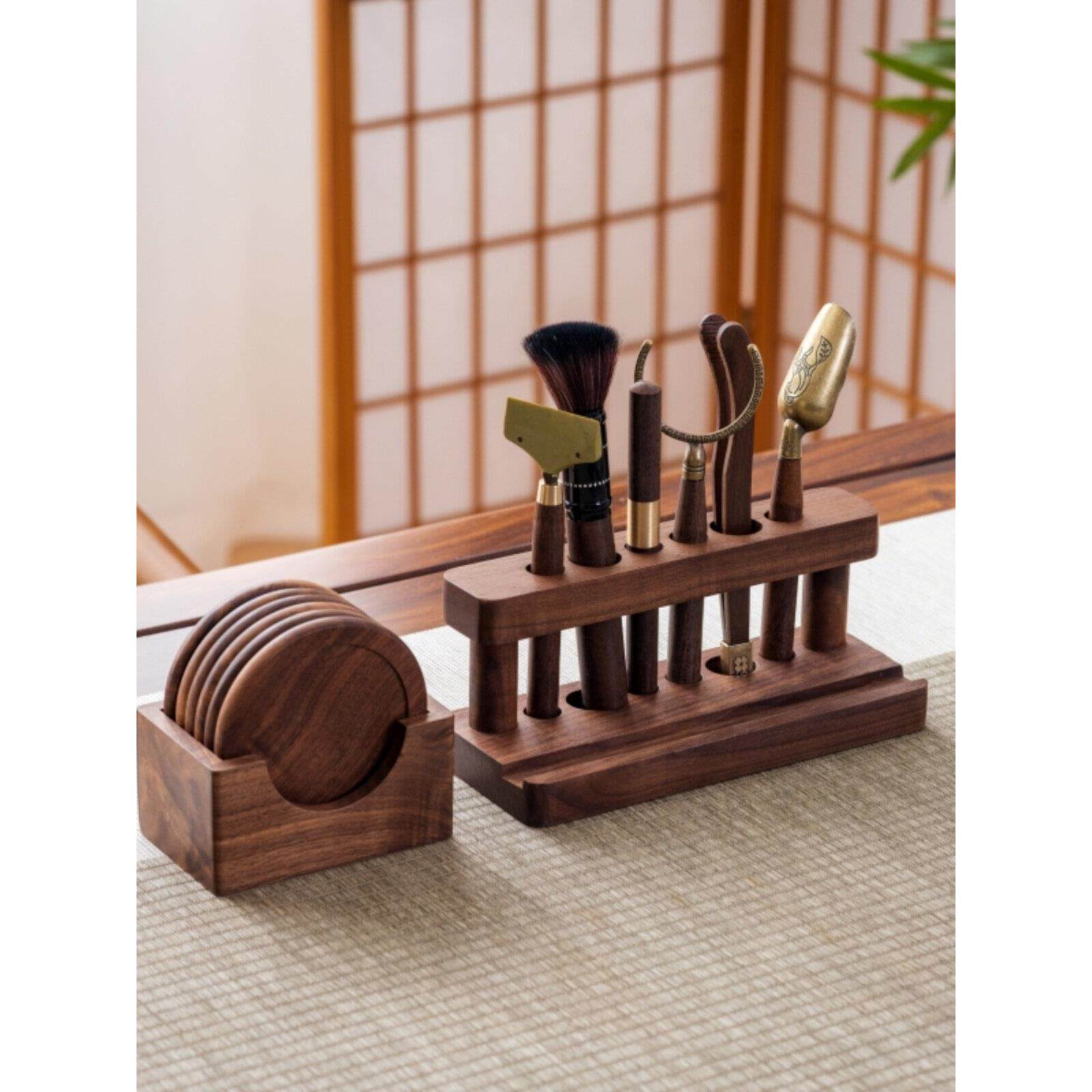 胡桃木茶道六君子套装泡茶工具高档茶水刮茶夹刷功夫茶具配件大全