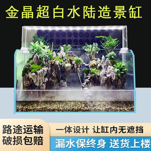 超白水陆缸金晶玻璃鱼缸小型微景观两栖生态缸雨林缸乌龟造景缸