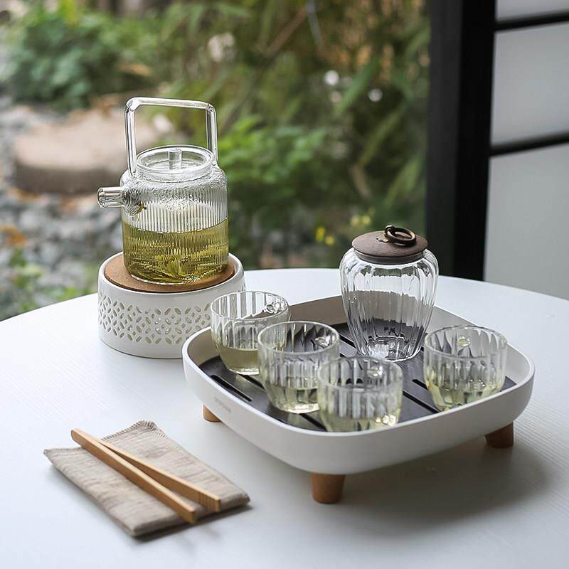 绿茶专用下午茶具套组玻璃蜡烛加热温茶底座轻奢提梁壶花茶果茶壶