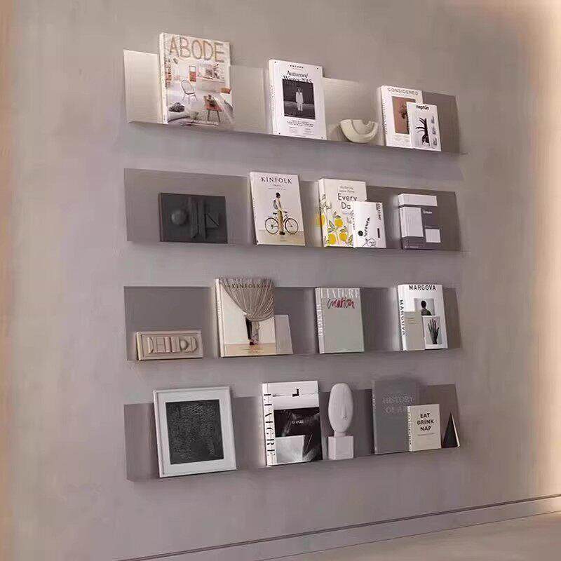 不锈钢一字层板上墙书架隔板收纳展示客厅vitsoe杂志架壁挂置物架