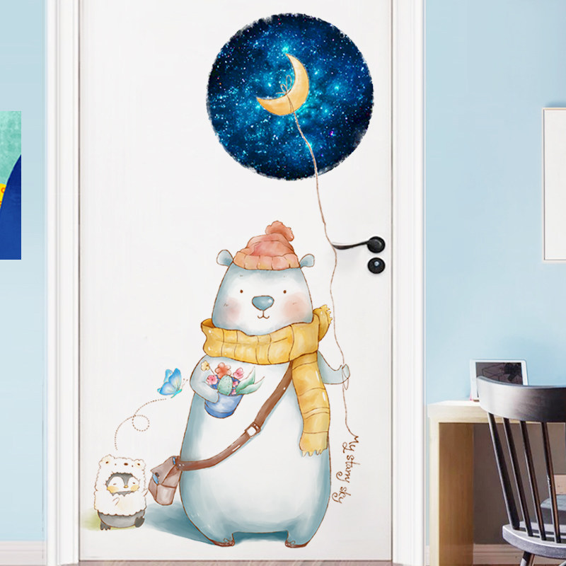门贴纸遮丑装饰床头贴画儿童小女孩墙画卡通可爱贴墙壁纸自粘墙纸,家居饰品,软装墙贴,淘宝优惠券,粉丝福利购,淘宝优惠卷