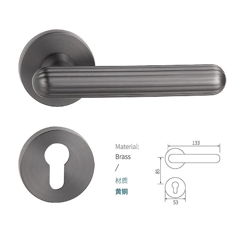 世连泰好纯铜门锁家用室内门卧室房间实木门把手静音门锁北欧黑色