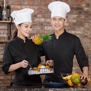 厨师工作服短袖七分袖厨师长夏季透气中式餐饮短中袖薄款厨师工衣