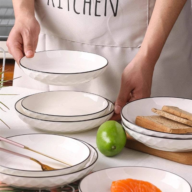 家用创意碗盘碗筷餐具2-6人套装釉下彩陶瓷碗碟汤碗砂锅组合送礼