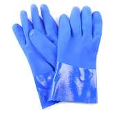 全浸塑蓝磨砂杀鱼橡胶止滑劳保手套耐磨全胶颗粒防水防滑防油颗粒