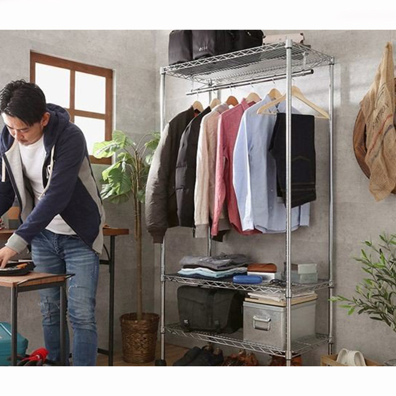 新款卧室挂衣服架子带轮子可移动鞋帽衣帽简约组合简易衣橱女生房