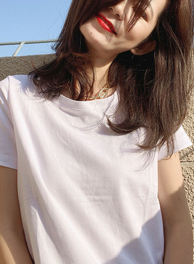 短袖t恤女士夏季上衣宽松纯棉浅黄色柠檬2021新款白色宝石蓝色