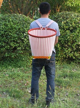 背篓双肩塑料仿竹编纯手工藤编白色家用农用背篼舞蹈道具背筐篮子